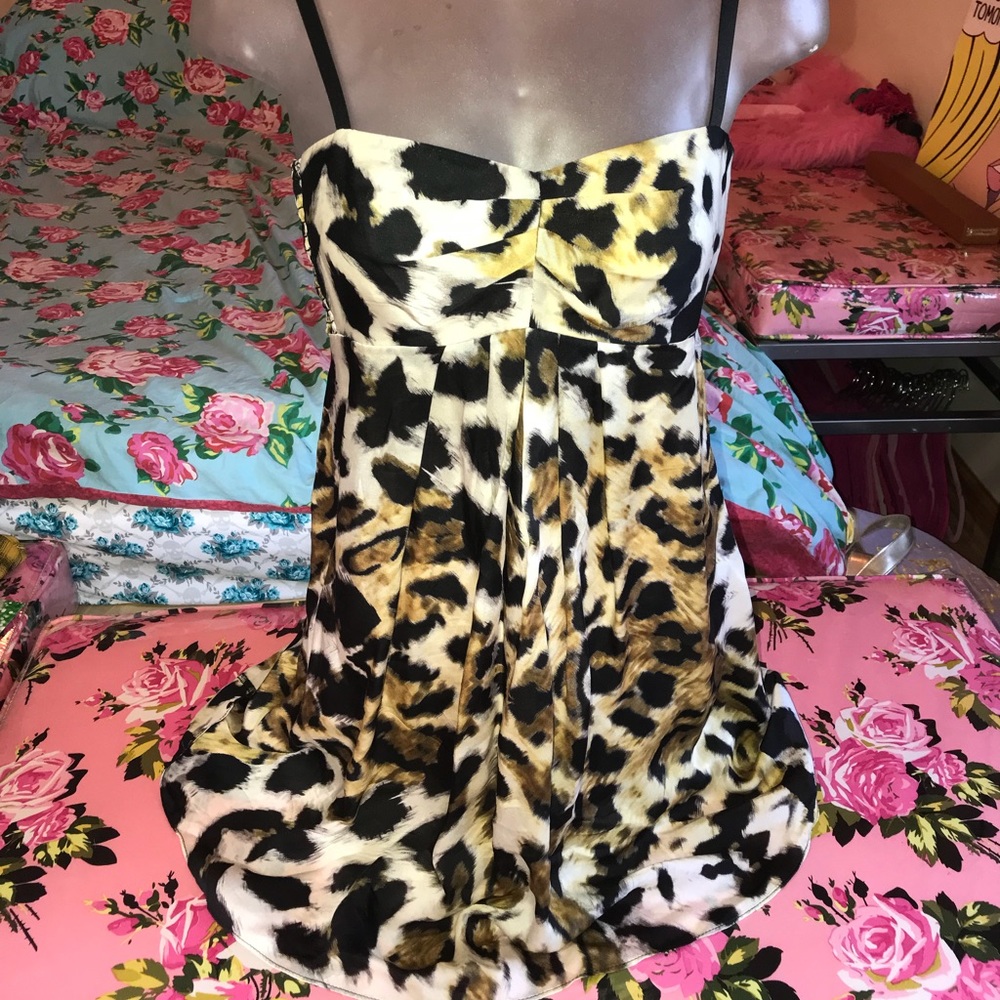 Betsey Johnson Silk Leopard Print Baby Doll Dress